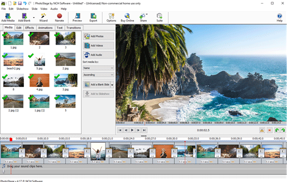 PhotoStage coast trip project screenshot